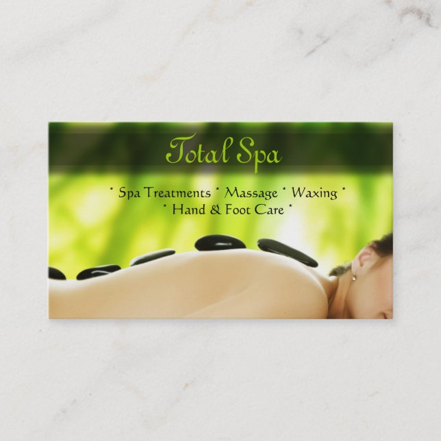 Wellness-Center Massage Salon Business Card Grüne  Terminkarte (Vorderseite)