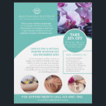 Wellness-Center Massage Wellness-Center Aqua Promo Flyer<br><div class="desc">Verwöhnen Event Wellness-Center Massage promo Flyer. Template Beauty Wellness-Center Behandlung Marketing Flyer,  bereit für Sie,  um mit Ihrem eigenen Werbetext,  Logo,  Fotos,  wenn erforderlich,  Produkte,  Dienstleistungen und Geschäftsdetails zu personalisieren. Weitere passende Elemente verfügbar. Einzigartig entworfen von www.mylittleeden.com</div>