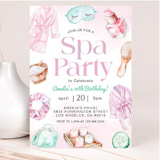 Wellness-Center Pamper Glam Party Geburtstagseinla Einladung