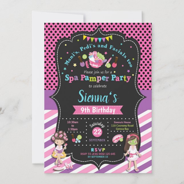 Wellness-Center Pamper Party Geburtstagsfeierlichk Einladung (Vorderseite)