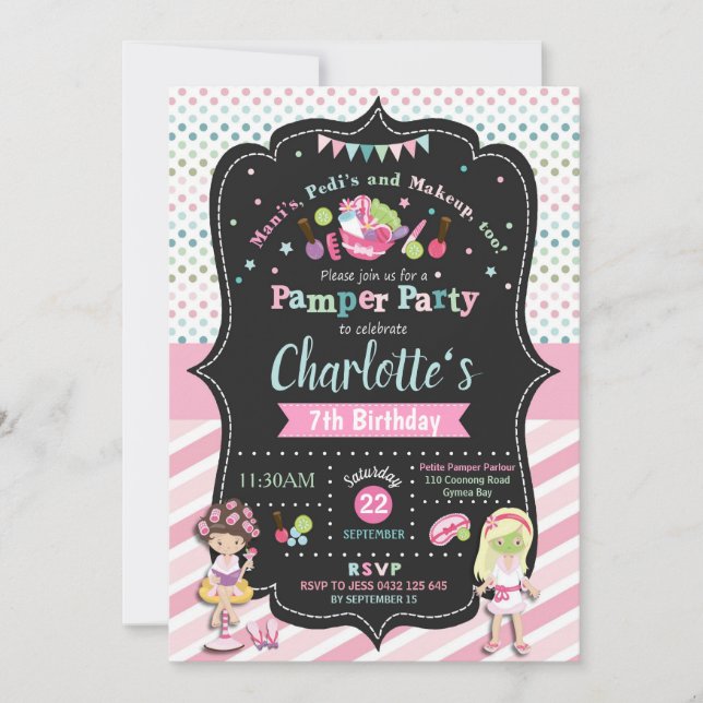 Wellness-Center Pamper Party Geburtstagsfeierlichk Einladung (Vorderseite)