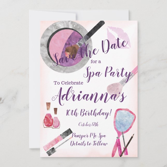 Wellness-Center Party Einladung, bearbeitbar 10. G Save The Date (Vorderseite)