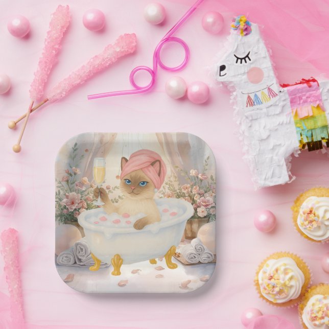 Wellness-Center Party für Katzen Liebhaber Pappteller (Party)