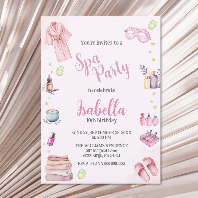 Wellness-Center Party Girl Beauty Watercolor Glam  Einladung (Von Creator hochgeladen)