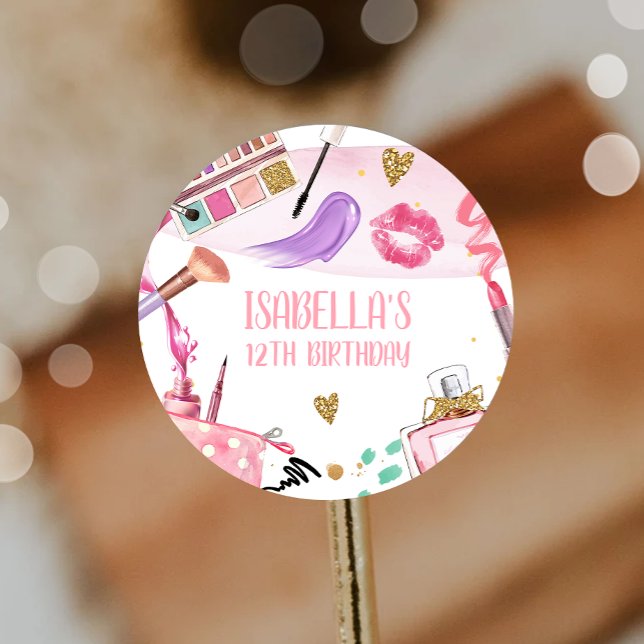 Wellness-Center Party Girl Glamour Makeup Geburtst Runder Aufkleber (Von Creator hochgeladen)