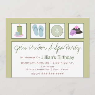 Wellness-Center Party - Kerzen Flip Flops Gurken O Einladung