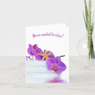 Wellness-Center Party mit Orchideen auf Handtücher Einladung