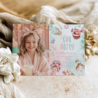 Wellness-Center Party Pastel Glam Foto Geburtstags Einladung
