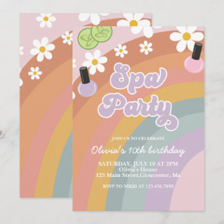 Wellness-Center Party Retro Rainbow Geburtstag Einladung