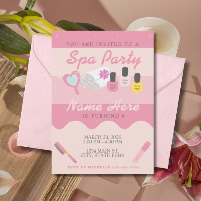 Wellness-Center Self Care Pink Geburtstagsparty Einladung (Von Creator hochgeladen)