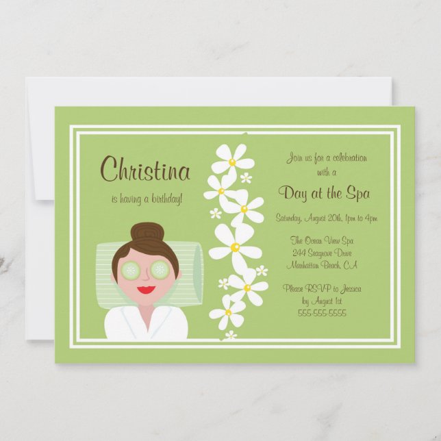 Wellness-Center Tag der Geburt Einladung (Vorderseite)