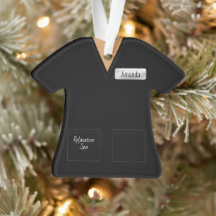 Wellness-Center Technician Black Scrubs Profession Ornament