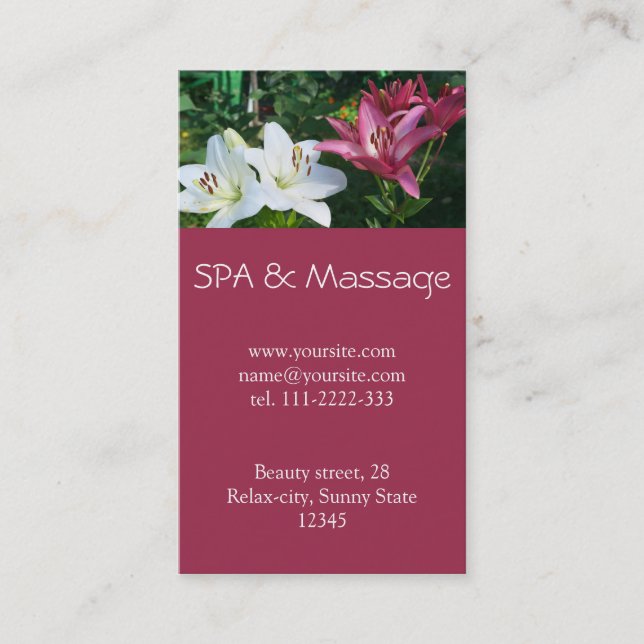WELLNESS-CENTER und Massage Visitenkarte (Vorderseite)