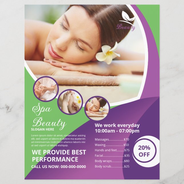 Wellness-Center und Schönheitssalon Flyer (Vorderseite)