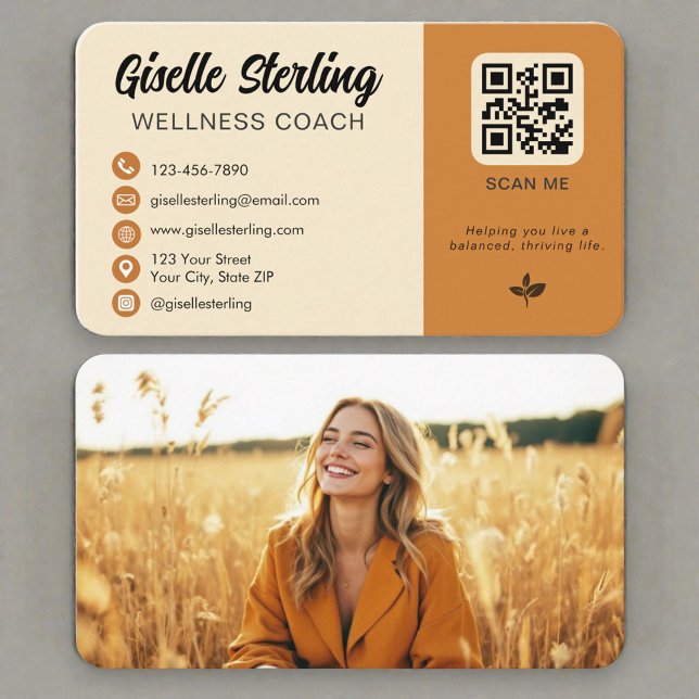 Wellness-Coach-Foto-QR-Code Visitenkarte (Von Creator hochgeladen)