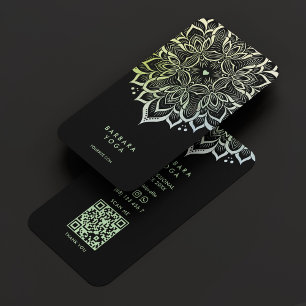 Wellness Coach Mandala Black Green Yoga Instructor Visitenkarte