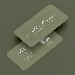 Wellness Coach Moderne Personal Trainer Sage Green Visitenkarte