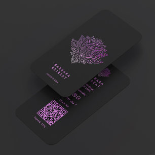 Wellness-Coach Schwarz-Purple Lotus Therapeut Visitenkarte