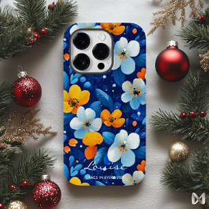 Wellness Lebendige Florale Eleganz Blau & Orange Case-Mate iPhone 14 Pro Hülle