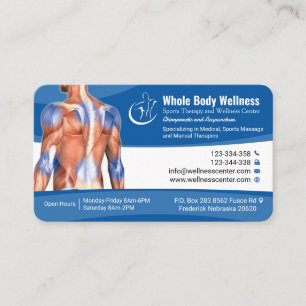 Wellness, Manuelle Therapie, Sportmassage, Medizin Visitenkarte