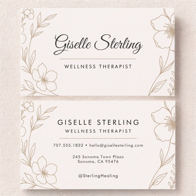 Wellness Therapist Botanical Floral  Visitenkarte (Von Creator hochgeladen)
