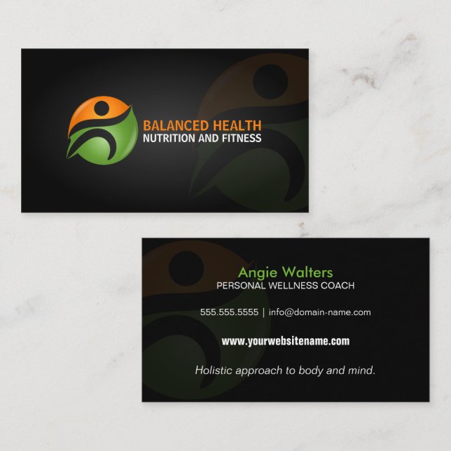 Wellness und Nahrungs-Trainer Visitenkarte (Vorne/Hinten)