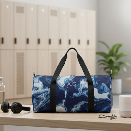 Wellness Waters Duffle Bag - Navy Marble Fluid Art
