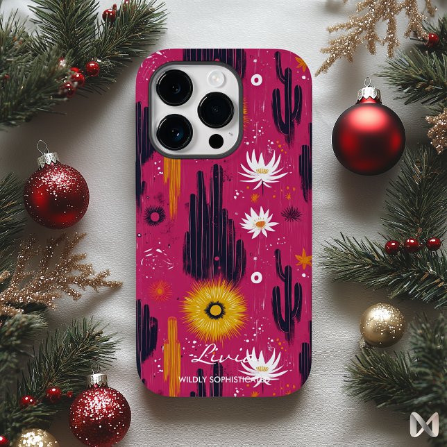 Wellness-Wüste Blüten mit kühlen Magenta & Kakteen Case-Mate iPhone Hülle (Von Creator hochgeladen)