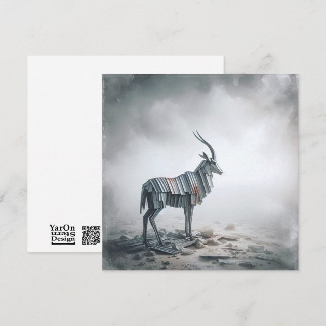 Wellpappe Gazelle-Grußkarte Mitteilungskarte (Vorne/Hinten)