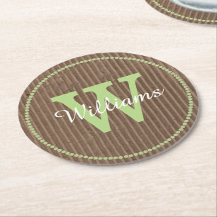Wellpappen-Blick-Monogramm-Papier-Untersetzer Runder Pappuntersetzer