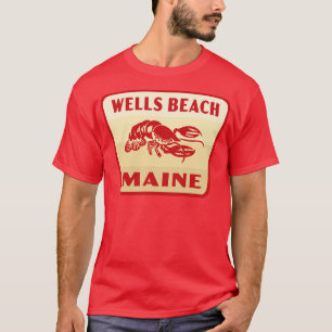 Wells Beach Maine Retro Abzeichen Tan T-Shirt