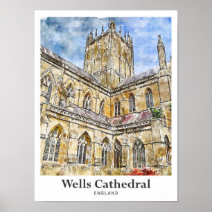 Wells Cathedral Somerset England Travel Poster