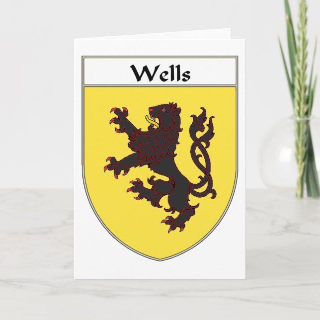 Wells Coat of Arms/Familienwappen Feiertagskarte (Vorderseite)