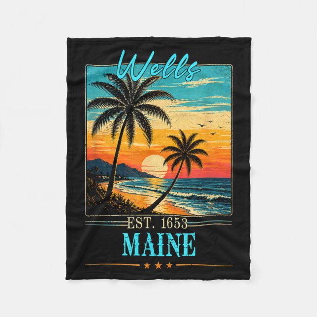 Wells Maine Sunset Beach Sommer 2026 Fleecedecke (Vorderseite)