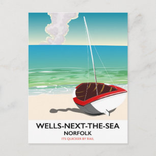 Wells-next-the-Sea Norfolk Strand Reiseplakat Postkarte