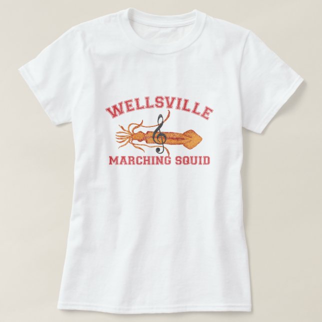 Wellsville Marching Tintenfisch Funny Retro Pop Cu T-Shirt (Design vorne)