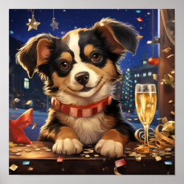 Welpe am Silvester Poster