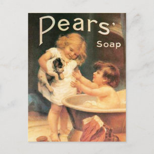 Welpe beim Baden Vintage Antik Postkarte