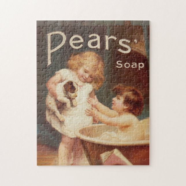 Welpe beim Baden Vintage Antik Puzzle (Vertikal)