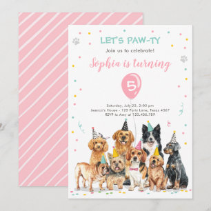 Welpe Birthday Einladung Hund Party Pawty Girl