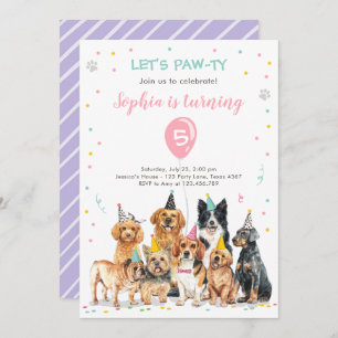 Welpe Birthday Einladung Hund Party Pawty Girl