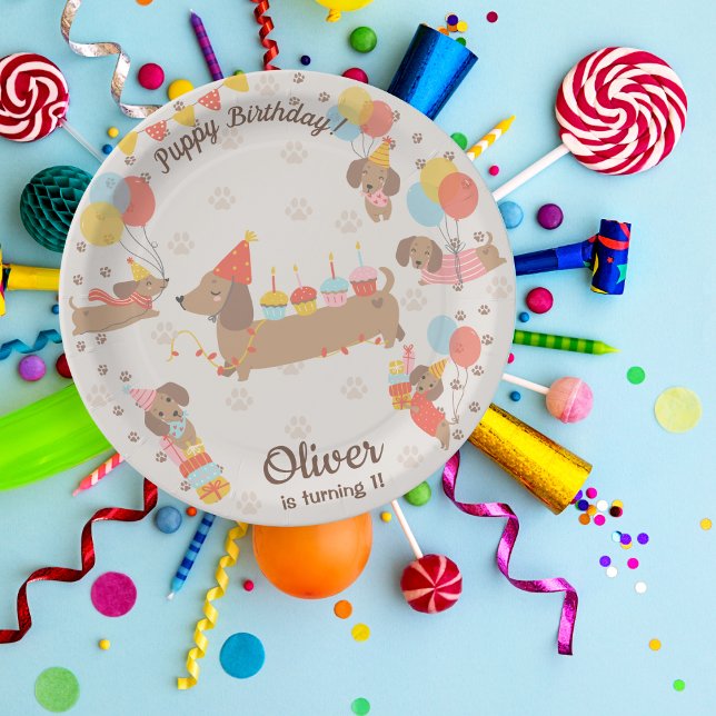 Welpe Birthday Pawty Paper Plate Pappteller (Von Creator hochgeladen)
