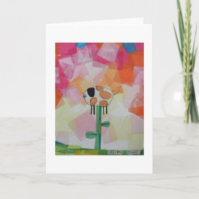 Welpe Blume Karte (Vorderseite)
