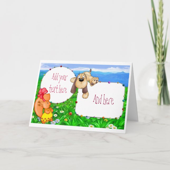 Welpe & Bunny Geburtstagsparty Einladungen (Vorderseite)