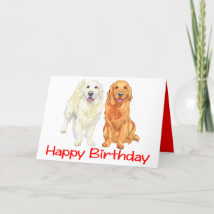 Welpe Cartoon Golden Retriever Hund Happy Birthday Karte