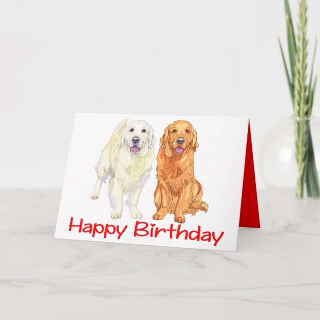 Welpe Cartoon Golden Retriever Hund Happy Birthday Karte (Vorderseite)