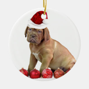 Welpe Christas Dogue de Bordeaux Keramik Ornament