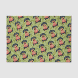 Welpe Christmas Dackel Weiner Santa Dog Seidenpapier