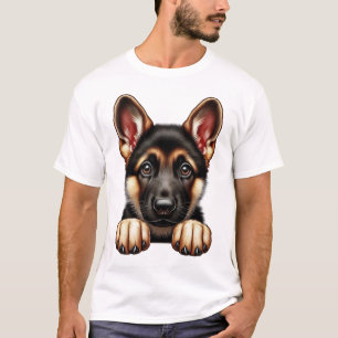 Welpe der Deutschen Hirte mit ausdrucksvollen Auge T-Shirt