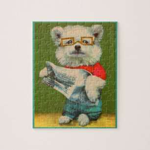 Welpe, der die Zeitung liest Puzzle